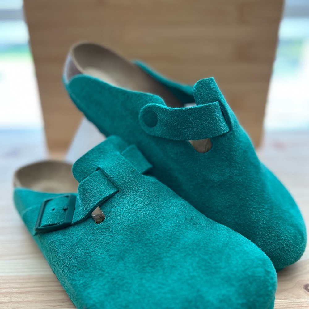 Birkenstock Turquoise Suede Clogs size 41